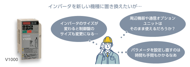 01_インバータを新しい機種に置き換えたいが、サイズやパラメータは変更したくない