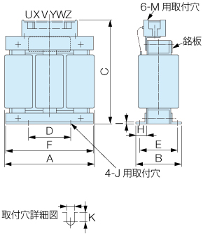 端子台タイプ 外形図1