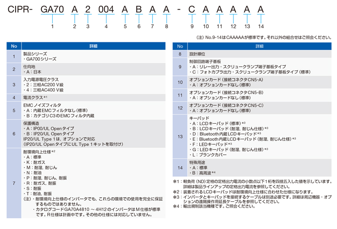 形式の見方 : GA700