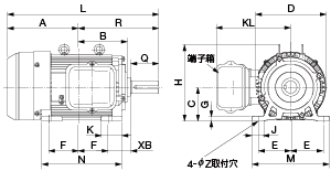 外形図1：屋内用(全閉形)