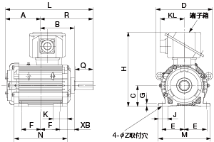 外形図3：屋外用(全閉形)