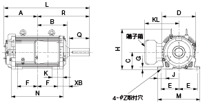 外形図2：屋内用(全閉外扇形)