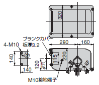 端子箱寸法図　90～160kW機種(枠番号200B～280A)
