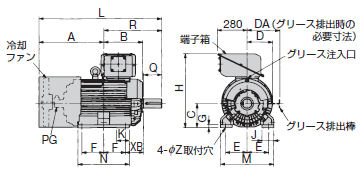 SST4シリーズ外形図　5.5kW～75kW機種(枠番号180C以下)