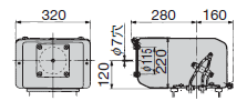端子箱寸法図　5.5kW～75kW機種(枠番号180C以下)